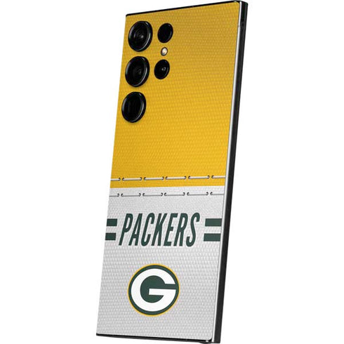 NFL Green Bay Packers White Striped Galaxy S25 Ultra Skin